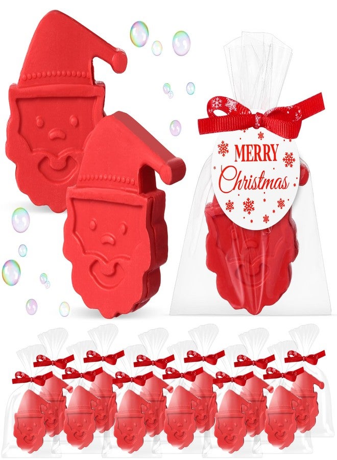 Heigble 90 Pcs Christmas Soap Bars Christmas Gift Bulk with 30 Holiday Glycerin Snowflake Xmas Tree Santa Clause Gingerbread Men Soap 30 Bag 30 Tag for Guest Coworker Bathroom(Red,Santa Claus) - Image 1